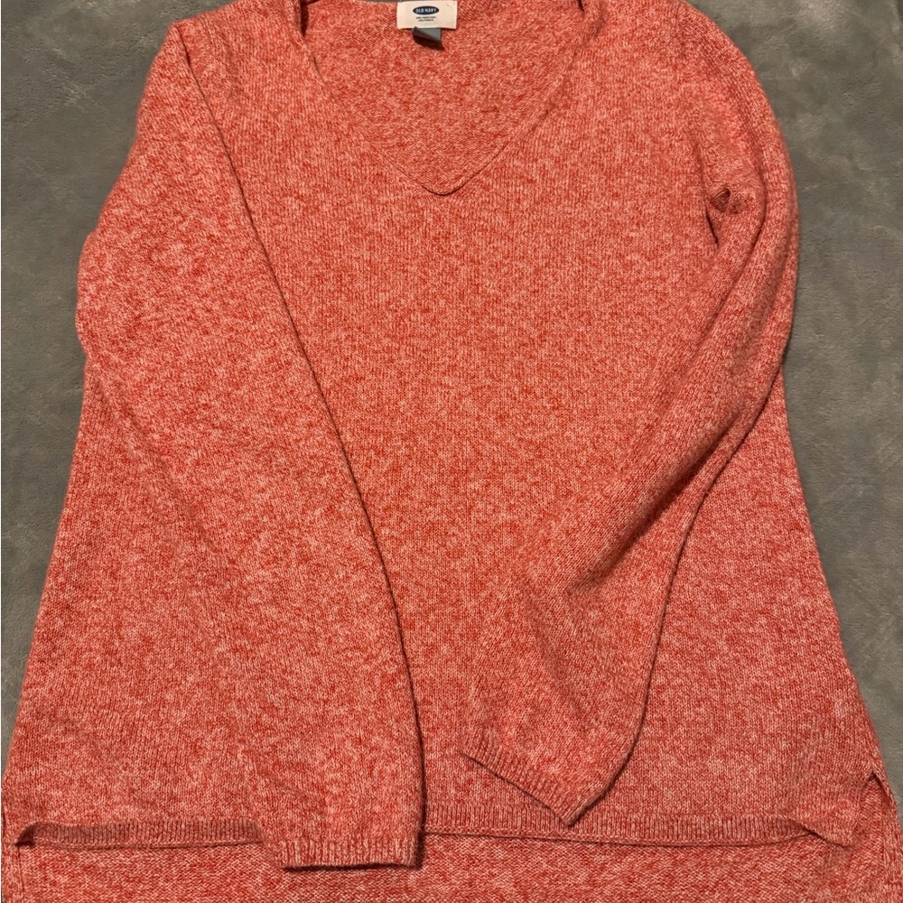 Old Navy Coral Marled V-Neck Sweater